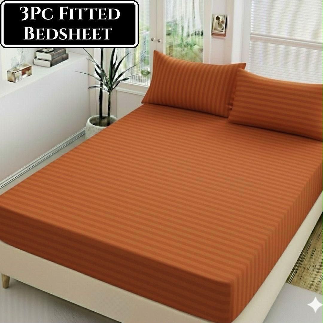 Cotton Stripes Fitted Bedsheet