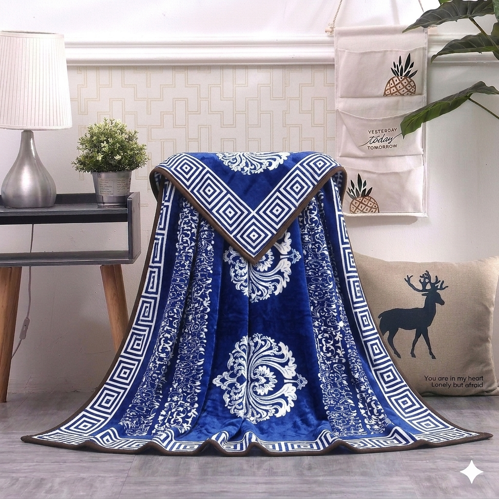 Royal Blue - Printed Ac Blanket