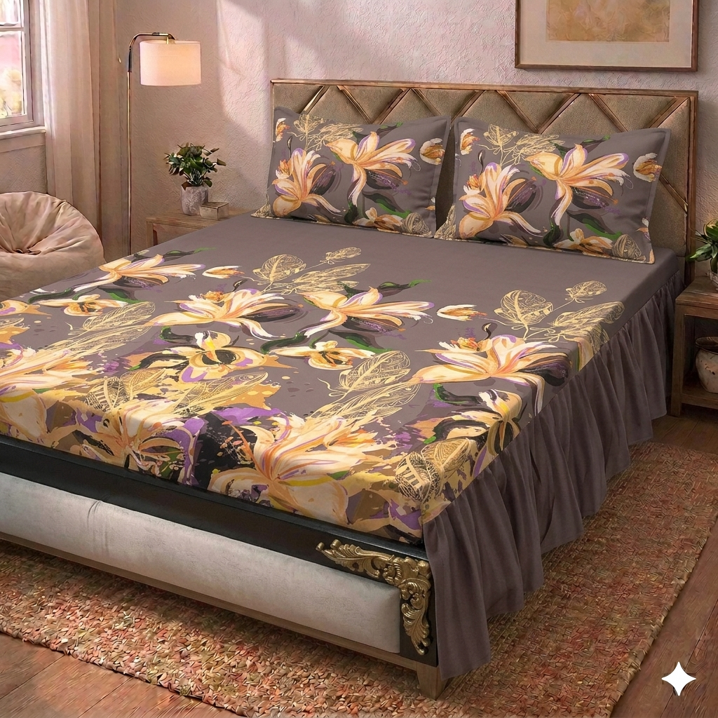 Tea - Two Sided Frill Bedsheet