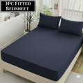 Black - Fitted Cotton Stripes Bedsheet