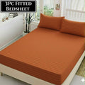Camel - Fitted Cotton Stripes Bedsheet